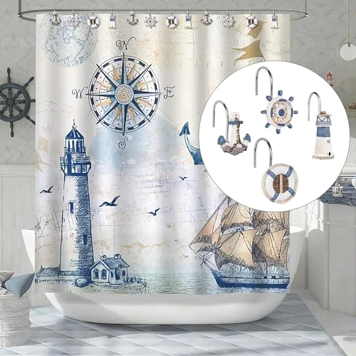 Nautical Shower Curtain Hooks, Nautical Set, photo 2