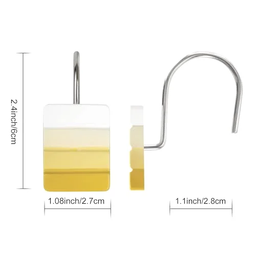 Ombre Yellow Decorative Shower Curtain Hooks, photo 3