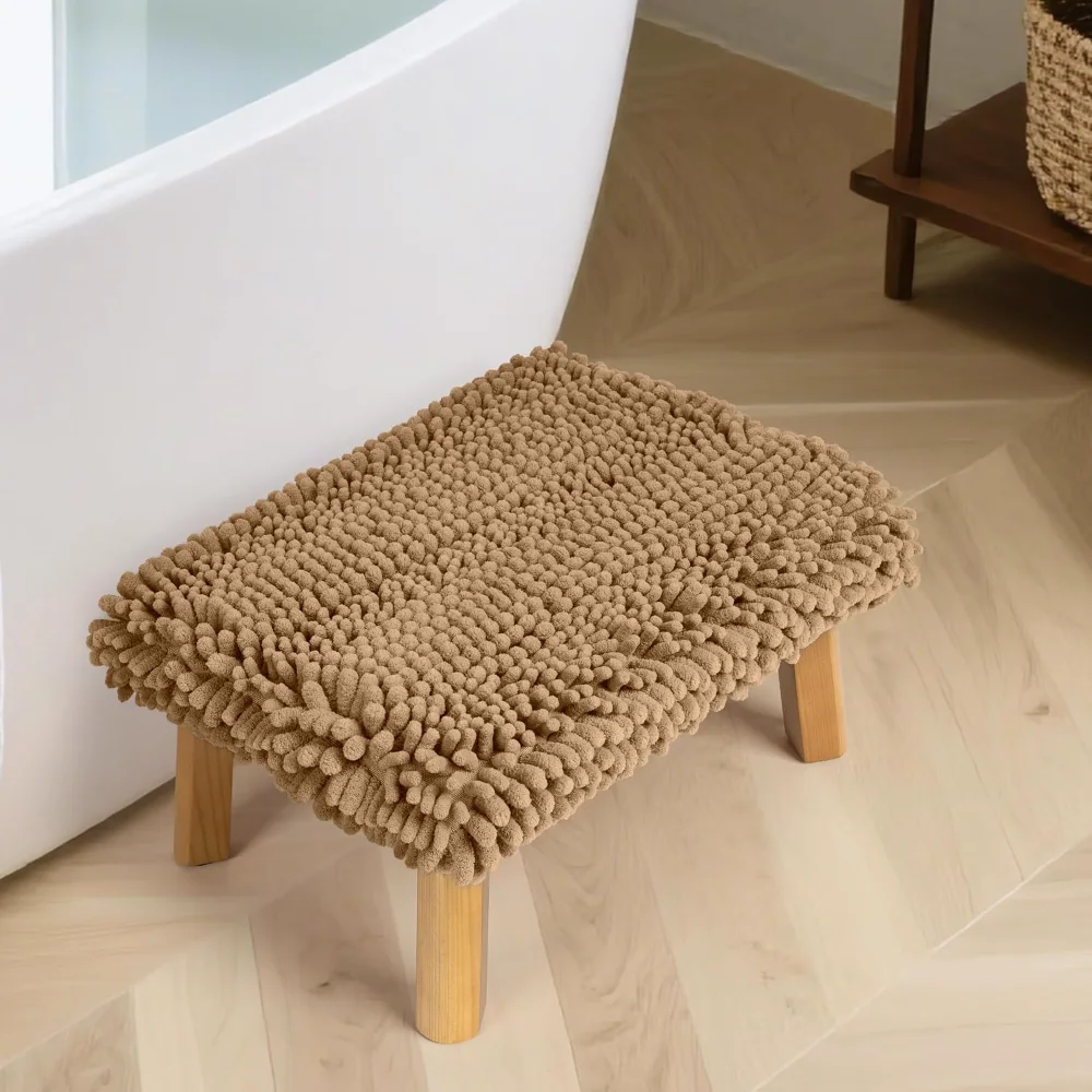 One Step Stool with Absorbent Chenille, Natural/Sand Cover