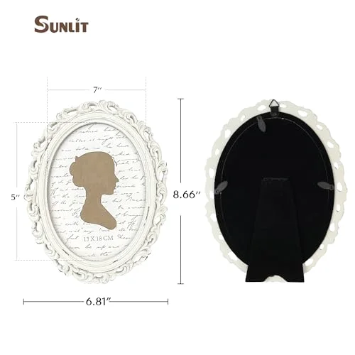 Oval Vintage Picture Frame 5x7, White (HQ81), photo 2