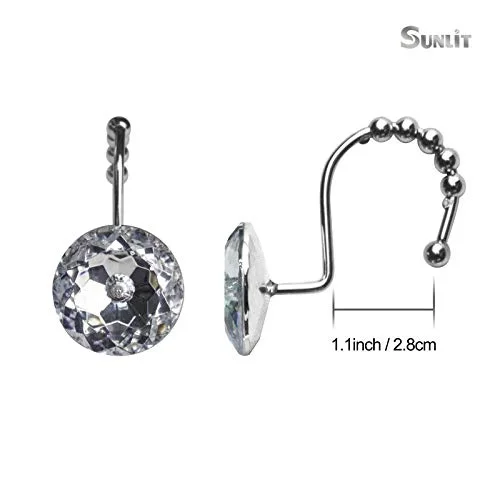 Round Clear Crystal Gem Shower Curtain Hooks, photo 2