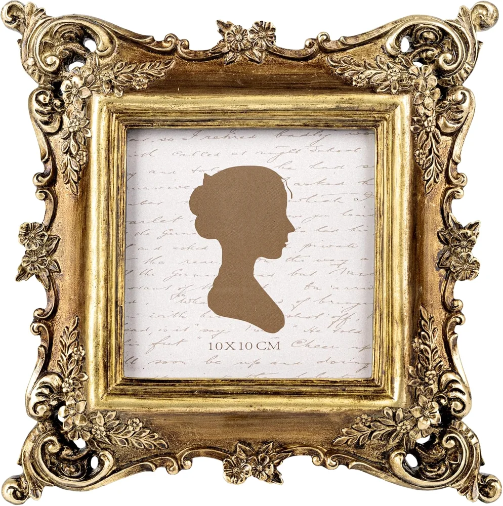 Square Vintage Picture Frame 4x4, Bronze Gold