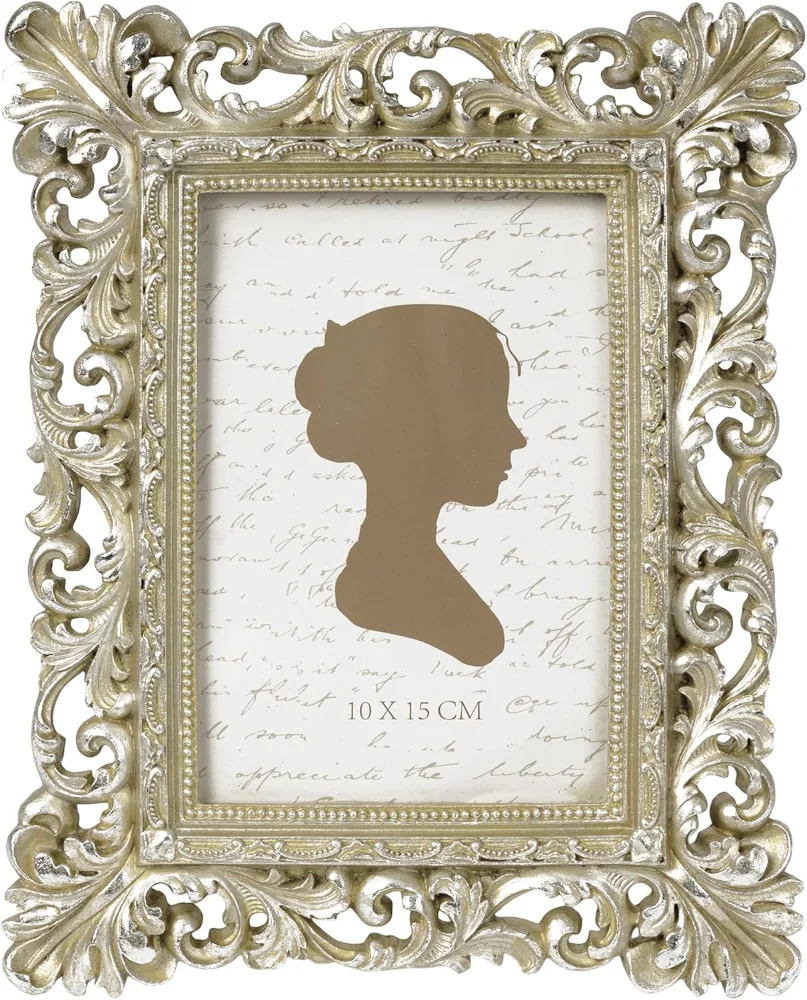Vintage Picture Frame 4x6, Antique Gold Silver
