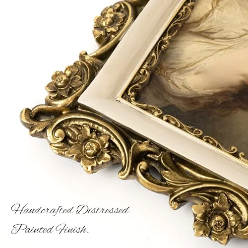 Vintage Picture Frame 5x7, Gold and Beige, photo 4