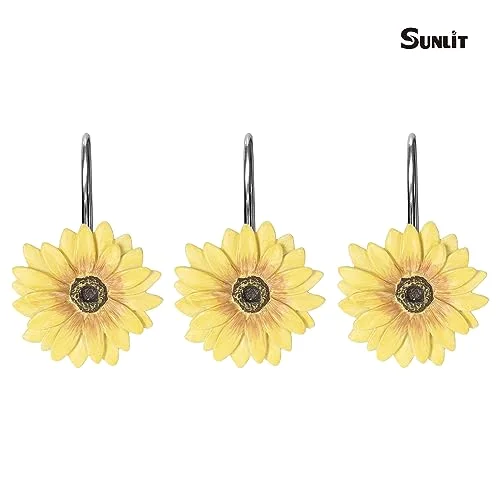 Yellow Sunflower Shower Curtain Hooks, photo 2