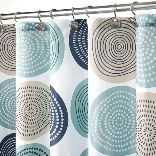 Abstract Tree Rings Woody Artistic Fabric Shower Curtain, photo 2