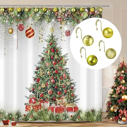 Christmas Balls Decorative Shower Curtain Hooks, photo 5