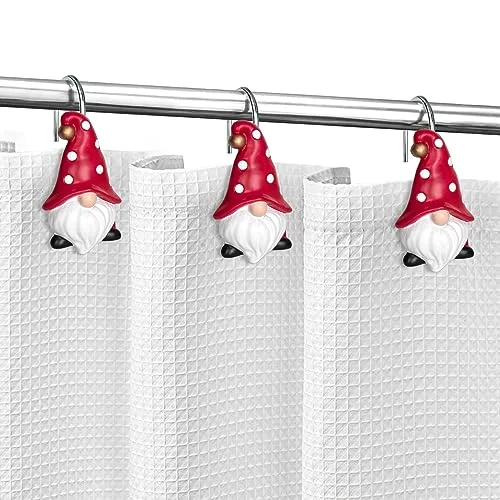 Christmas Shower Curtain Hooks, Red Hat with Dots, set of 12, photo 5