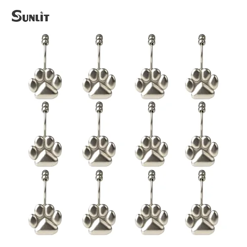 Cute Paw Print Polished Double Shower Curtain Hooks, photo 3