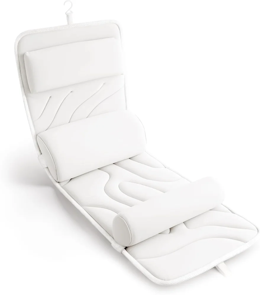Full Body Bath Pillow for Bathtub, White