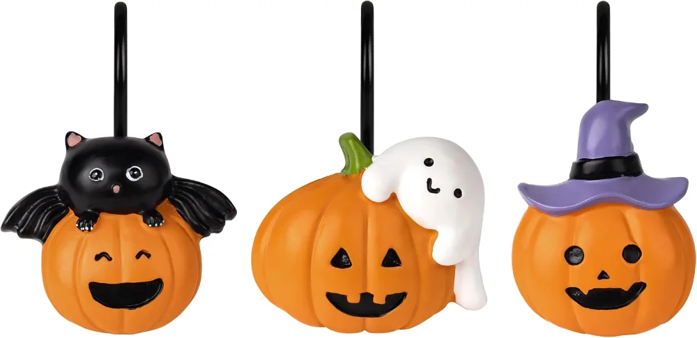 Halloween Jack-O'-Lantern Shower Curtain Hooks
