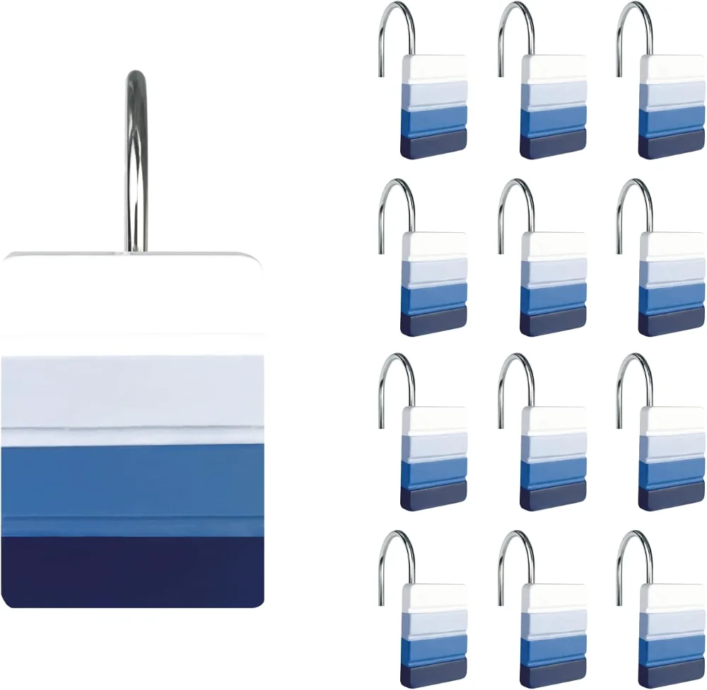 Ombre Blue Decorative Shower Curtain Hooks