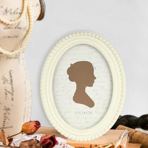Oval Boho Vintage Picture Frame with Beaded Border 5x7, photo 4