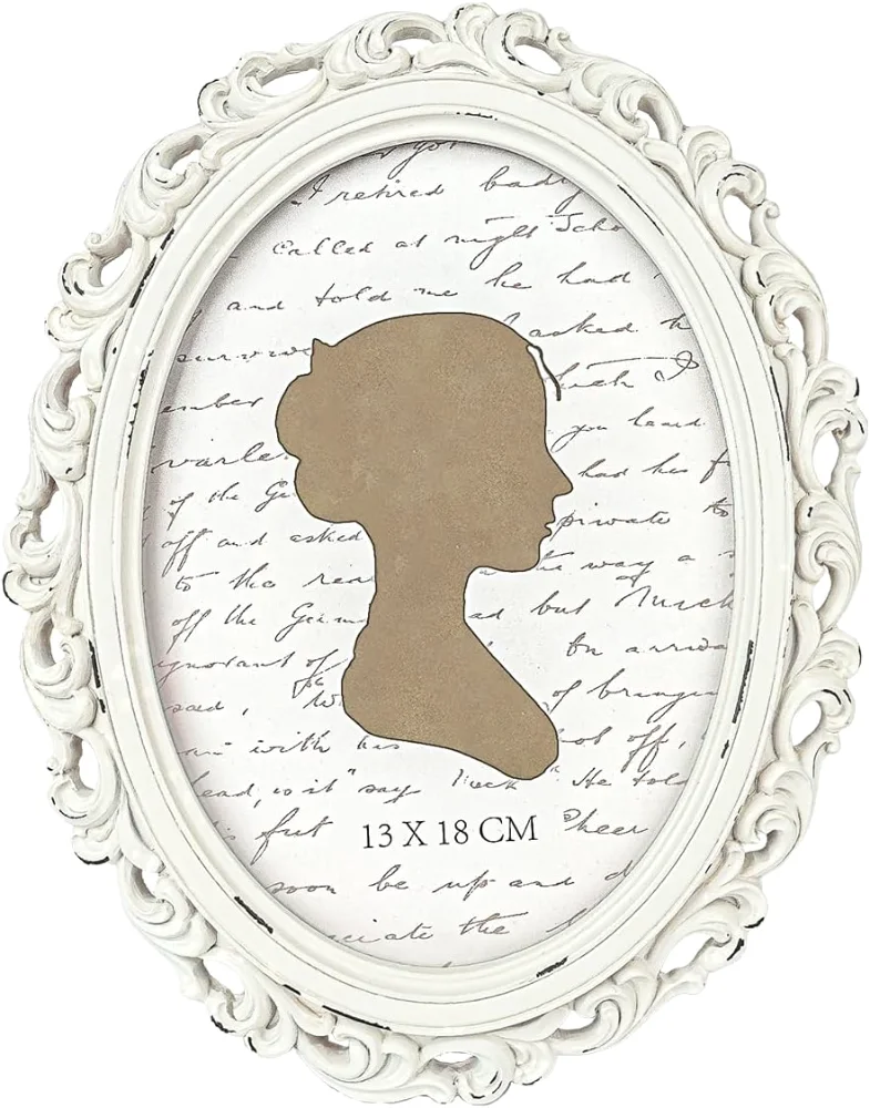Oval Vintage Picture Frame 5x7, White (HQ81)
