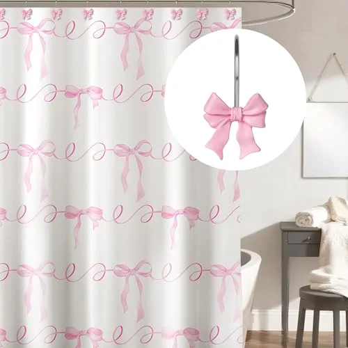 Pink Bow Shower Curtain Hooks, photo 5