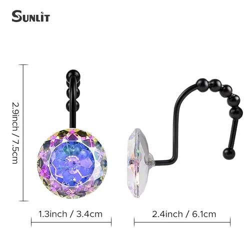 Rustic Decorative Shower Curtain Hooks, Crystal Ab with Black Hooks, photo 5