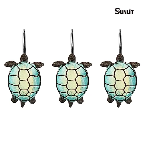 Sea Turtle Shower Curtain Hooks, Turquoise, photo 2