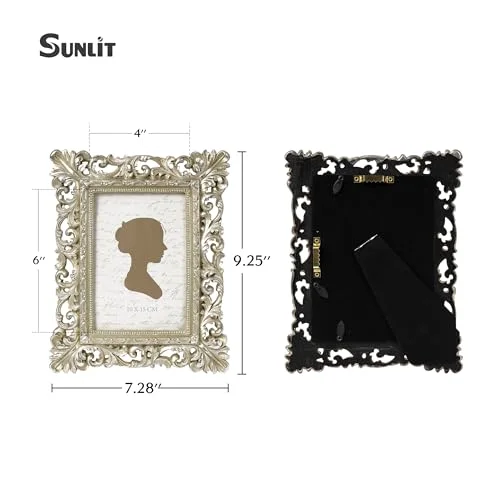 Vintage Picture Frame 4x6, Antique Gold Silver, photo 2