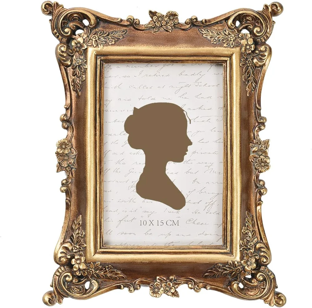 Vintage Picture Frame 4x6, Bronze Gold