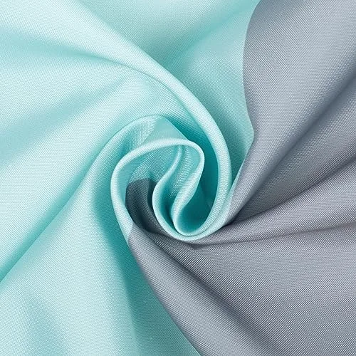 Aqua Blue Gray Horizontal Stripes Water-Repellent Fabric Shower Curtain with Reinforced Metal Grommets Refreshing Striped Bathroom Decor, photo 5
