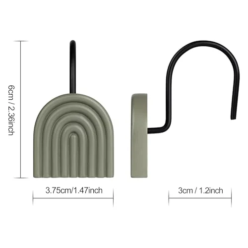 Arch Shower Curtain Hooks, Grayish Green, photo 4