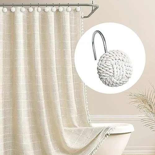 Boho Knots Shower Curtain Hooks, White, photo 4