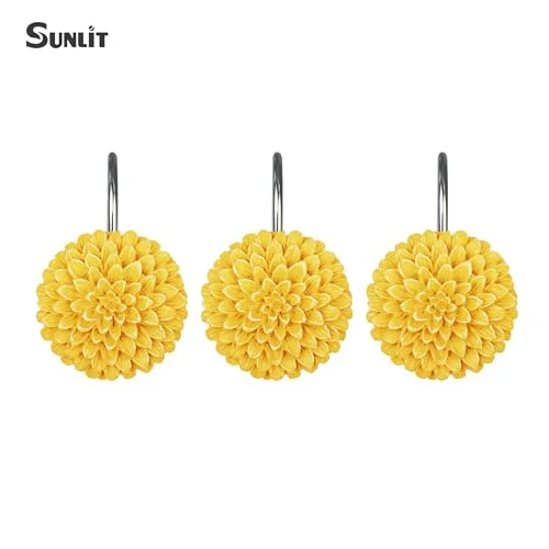 Decorative Floral Shower Curtain Hooks, Yellow, photo 5