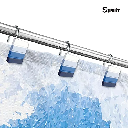 Ombre Blue Decorative Shower Curtain Hooks, photo 4