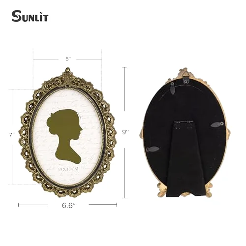 Oval Vintage Picture Frame 5x7, Gold and Black (91KM), photo 2