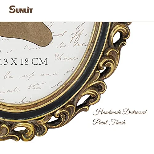 Oval Vintage Picture Frame 5x7, Gold and Black (7MXR), photo 5
