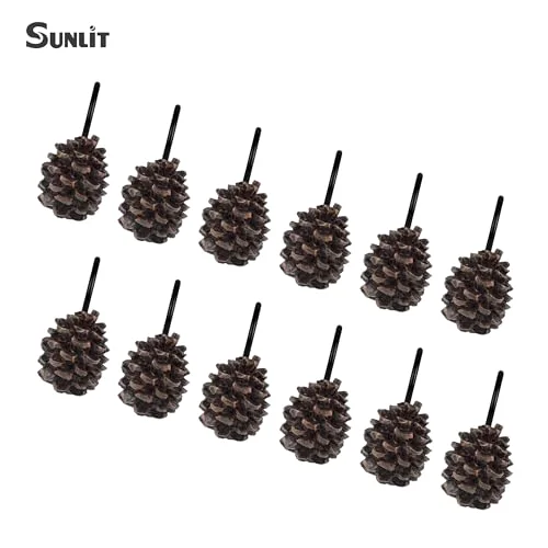 Pinecone Decorative Shower Curtain Hooks, Pinecone with Black Hooks, photo 3