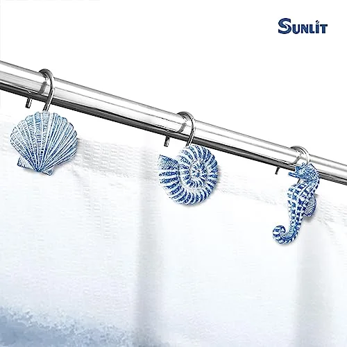 Seashells Decorative Shower Curtain Hooks, Sky Blue (R643), photo 5
