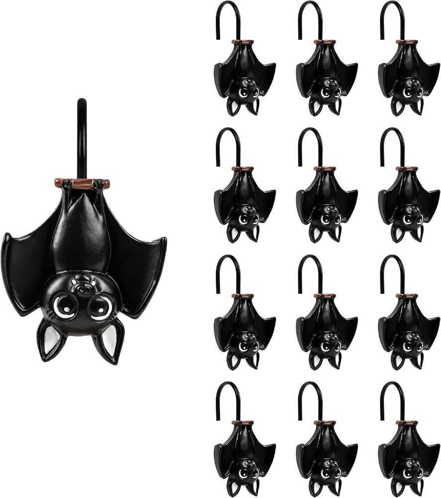 Upside Down Bat Shower Curtain Hooks