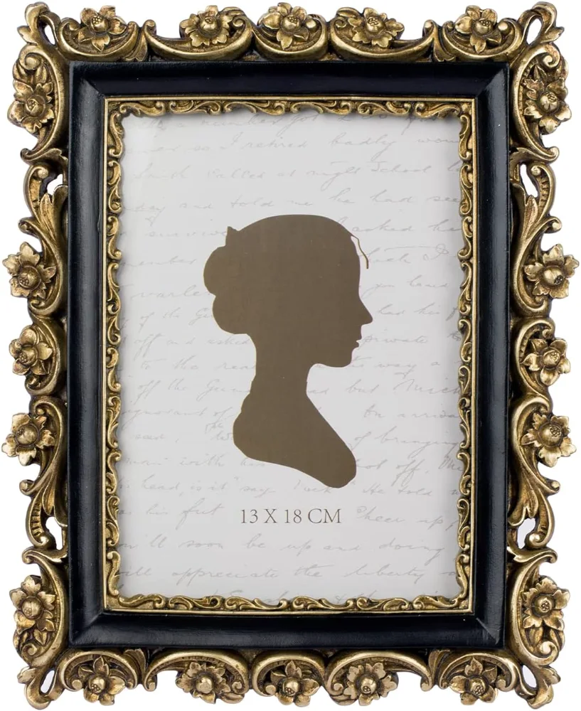 Vintage Picture Frame 5x7, Gold and Black