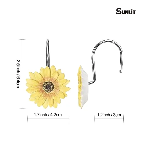 Yellow Sunflower Shower Curtain Hooks, photo 3