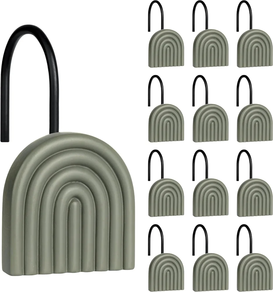 Arch Shower Curtain Hooks, Grayish Green