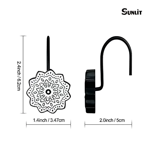 Boho Decorative Shower Curtain Hooks, Black and White, photo 2