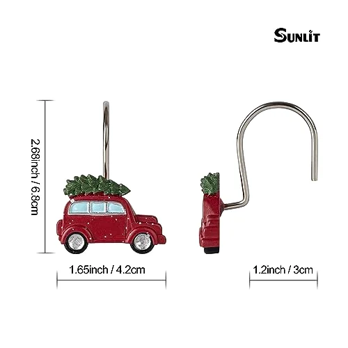 Christmas Shower Curtain Hooks, Red Truck, set of 12, photo 5