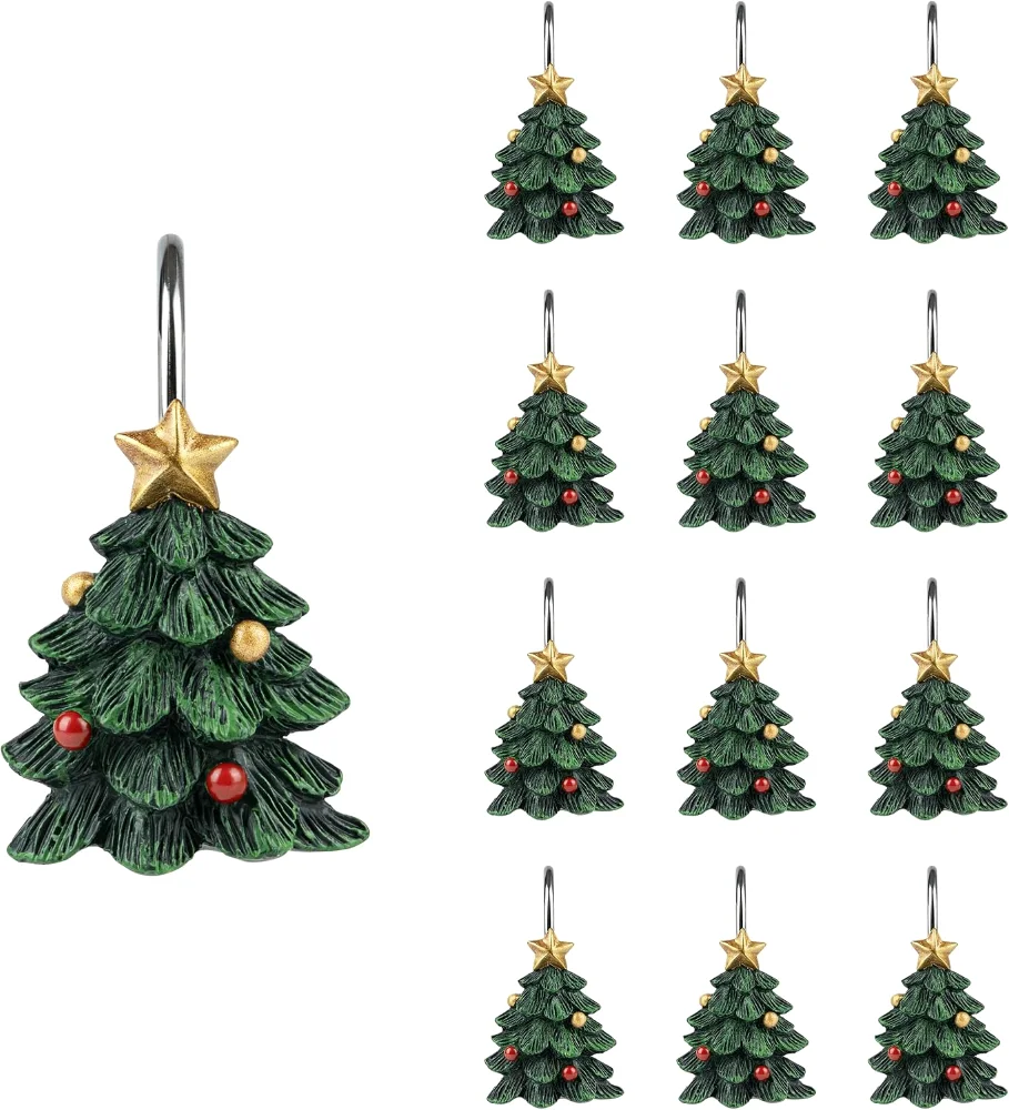 Christmas Tree Decorative Shower Curtain Hooks