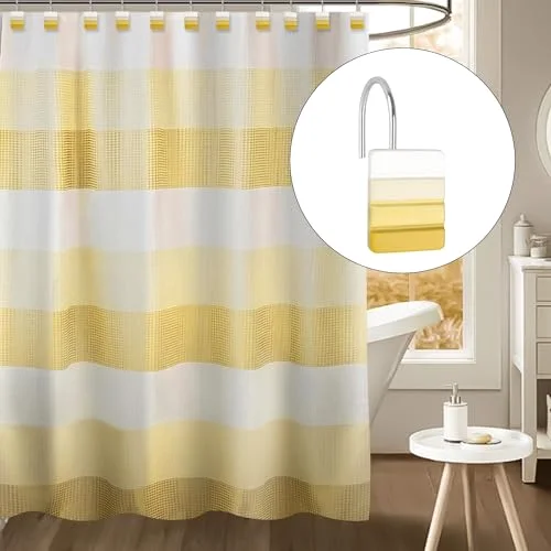 Ombre Yellow Decorative Shower Curtain Hooks, photo 5