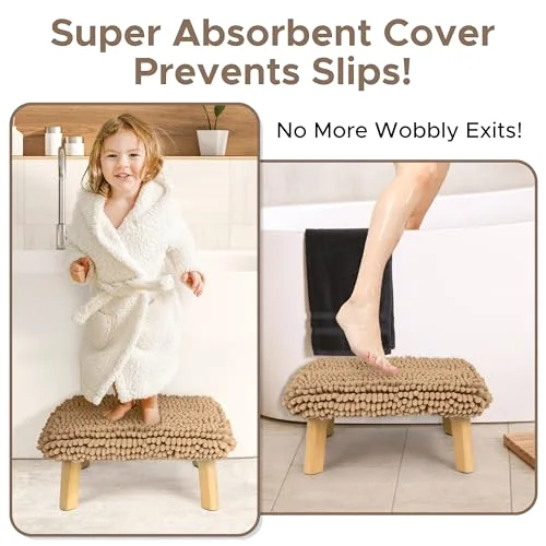 One Step Stool with Absorbent Chenille, Natural/Sand Cover, photo 2