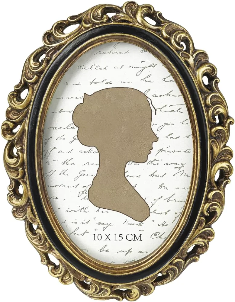 Oval Vintage Picture Frame 4x6, Gold and Black