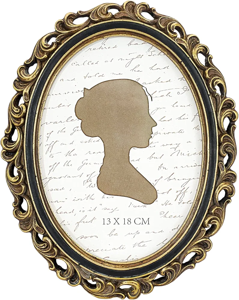 Oval Vintage Picture Frame 5x7, Gold and Black (7MXR)