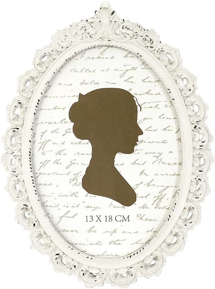 Oval Vintage Picture Frame 5x7, White (Y758)