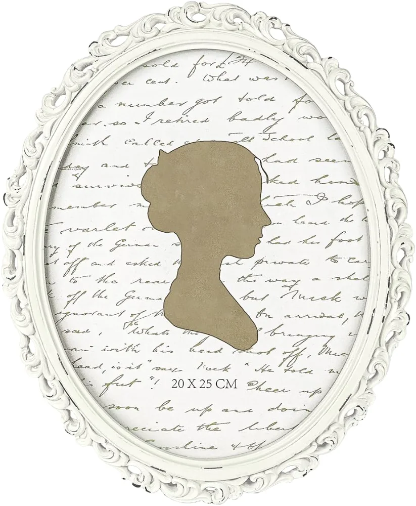 Oval Vintage Picture Frame 8x10, White (MDP9)