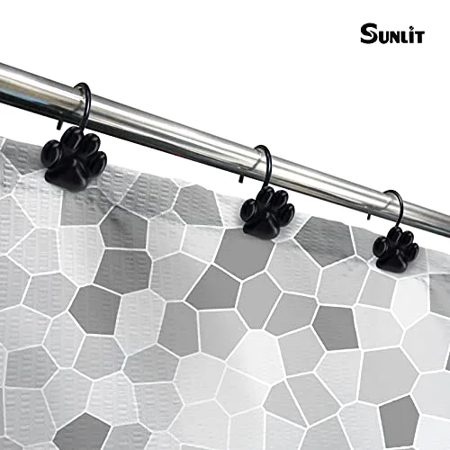 Cute Paw Print Polished Shower Curtain Hooks, Black, photo 4
