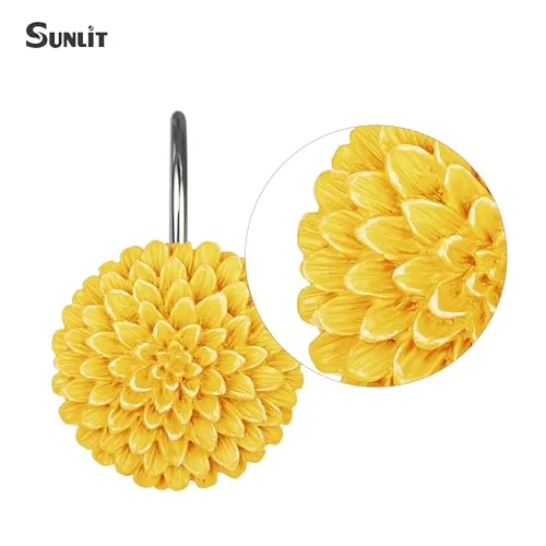Decorative Floral Shower Curtain Hooks, Yellow, photo 2
