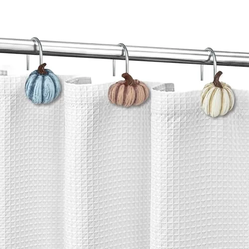 Fall Pumpkin Decorative Shower Curtain Hooks, Blue, photo 4