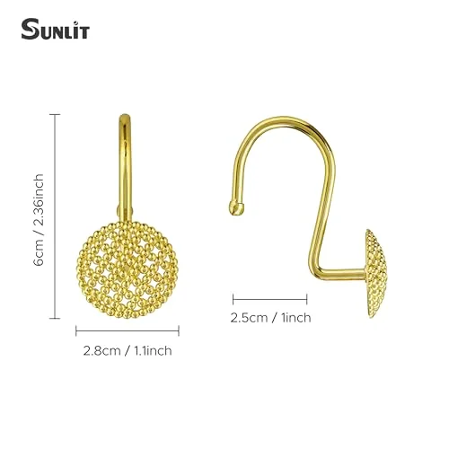 Gold 3D Beaded Mesh Shower Curtain Hooks, photo 2