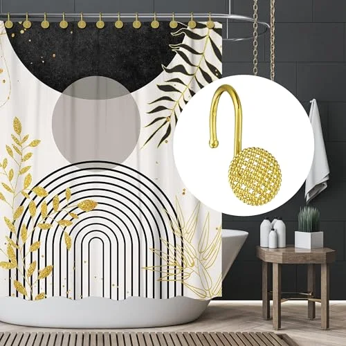 Gold 3D Beaded Mesh Shower Curtain Hooks, photo 5